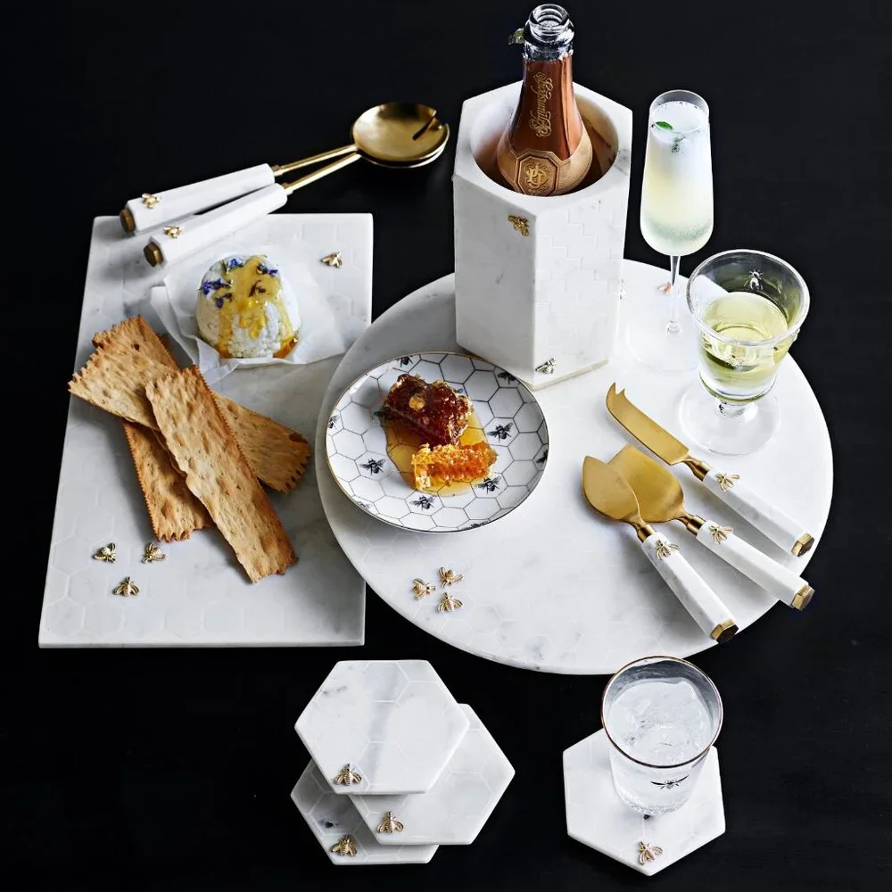 Brand New William Sonoma Honeycomb Marble Cheese Knives, Set of 3, Gift